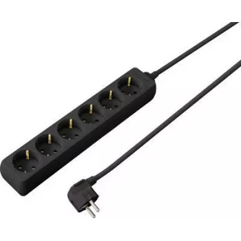 SYGONIX SY-4890992 elektros skirstytuvas, 6 Schuko lizdai, be jungiklio, juodas, 1,5 m laidas