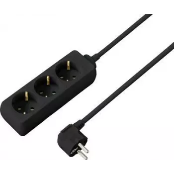 SYGONIX SY-4892462 elektros skirstytuvas be jungiklio, 6 Schuko lizdai, 1,5 m laidas, juodas