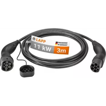 LAPP Type 2 EV įkrovimo kabelis Mode 3 11 kW 3 fazių 16 A 3 m juodas 75747
