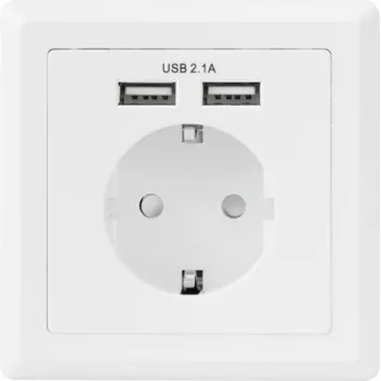 Sygonix SY-5045294 Įleidžiamas kištukinis lizdas su padidinta apsauga nuo prisilietimo ir USB įkrovimo išvestimi IP20