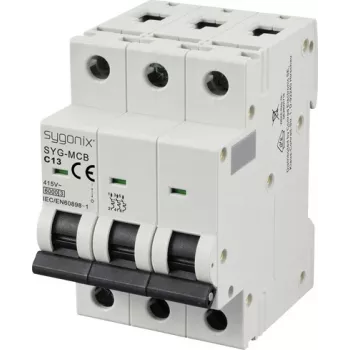 Sygonix SY-6441082 3 polių automatinis miniatiūrinis grandinės pertraukiklis, C charakteristika, 13 A, 415 V AC, 6 kA