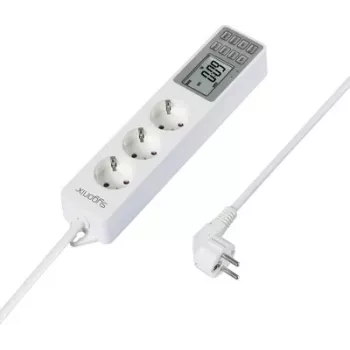 Sygonix SY-4675078 elektros skirstytuvas su skaitmeniniu laikmačiu, 3 Schuko lizdai, 1,5 m kabelis, baltas