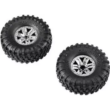Reely RE-7706298 1:10 RC automobilio padangų ir ratlankių rinkinys (4 vnt., 12 mm šešiakampis, off-road smeigtukinis protektorius)