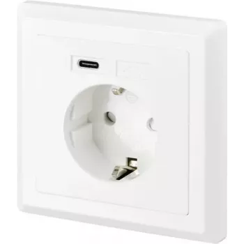 SYGONIX SY-5238674 Įleidžiama sieninė rozetė su 2 USB-A prievadais, Schuko, balta
