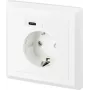 SYGONIX SY-5238674 Įleidžiama sieninė rozetė su 2 USB-A prievadais, Schuko, balta
