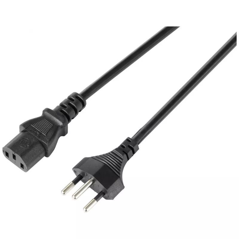 Sygonix SY-5243896 šaltojo prietaiso maitinimo kabelis CEE 7/7 į IEC C13 kampuotas 5 m juodas