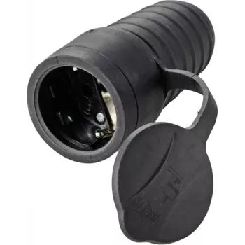Sygonix SY-5806882 Schuko mova, guminis korpusas, 250 V/AC, juodas, IP44