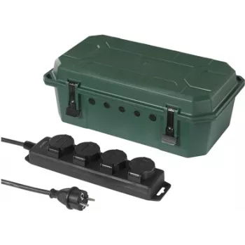 Sygonix SY-5598168 4 lizdų elektros skirstytuvas, šilko matinis žalias/juodas, padidinta apsauga nuo prisilietimo, 16 A, 3680 W, 230 V, Schuko
