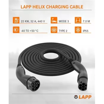 Lapp Mobility Type 2 Helix įkrovimo kabelis 22 kW 7 m juodas