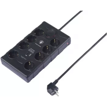 Sygonix SY-4751202 8 vietų apsaugos nuo viršįtampių elektros skirstytuvas, juodas, 1,5 m