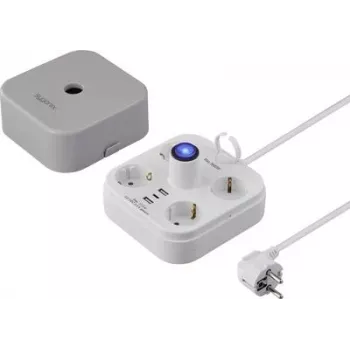 Sygonix SY-6788330 4 krypčių Schuko kubas rozetė pilka/balta