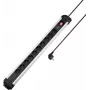Sygonix SY-6807136 10 vietų apsaugos nuo viršįtampių ilgintuvas, Schuko, 1,5 m kabelis, juodas/sidabrinis