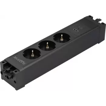 Sygonix SY-6872236 3 vietų įleidžiamas kištukinių lizdų modulis be jungiklio, juodas