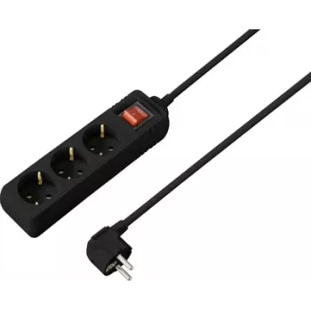 Sygonix SY-7042482 3 lizdų maitinimo juosta su jungikliu, juoda, 1,5 m