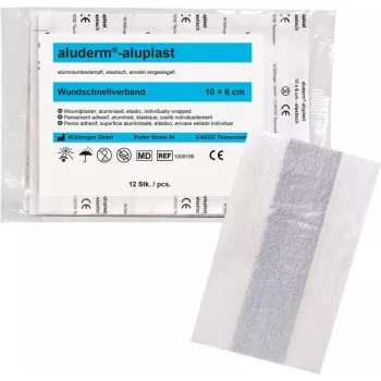 SÖHNGEN aluderm®-aluplast elastingas pleistras žaizdų tvarsčiai, 6 cm x 1 m, sterilus, atskirai supakuoti segmentai