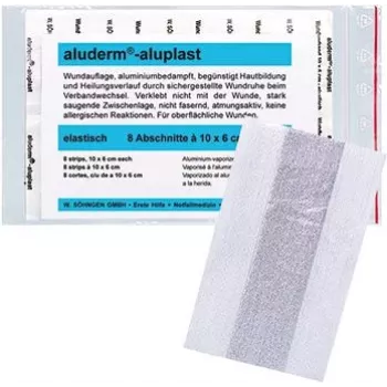 SÖHNGEN aluderm®-aluplast elastingas pleistras žaizdų tvarsčiai, 6 cm x 1 m, sterilus, atskirai supakuoti segmentai