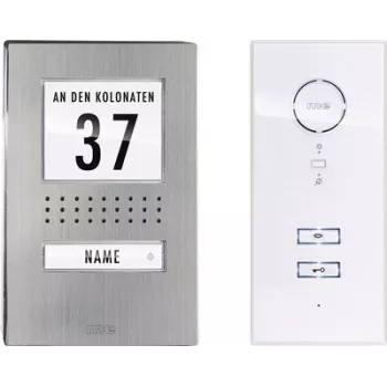 M-E MODERN-ELECTRONICS ADV 111 WW audio vistadoor laidinis domofonas pilnas komplektas vienos šeimos namui, nerūdijantis plienas, baltas (41137)