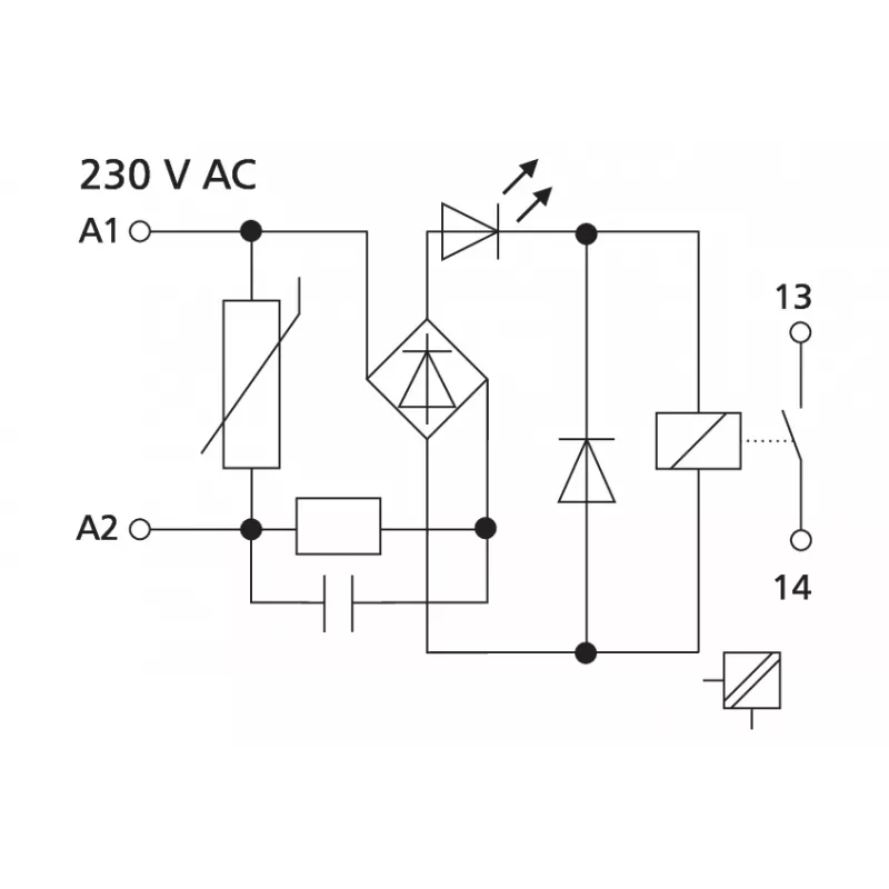 METZ CONNECT KRA-M4/1 relių modulis, 230 V AC ritė, 1 CO kontaktas, baltas 11061305