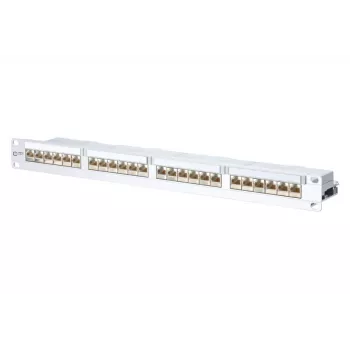 METZ CONNECT 130856-E-90 24 prievadų Cat.6A ekranuotas pach panelis, 1U, baltas