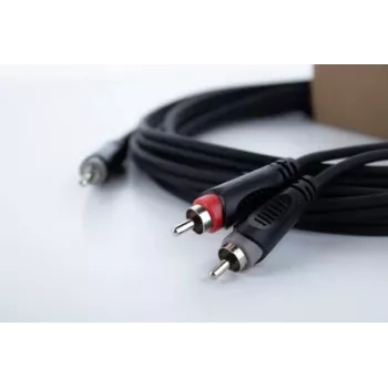 Cordial 14854 3,5 mm jack į 2x RCA audio Y-adapterio kabelis, 1 m, juodas