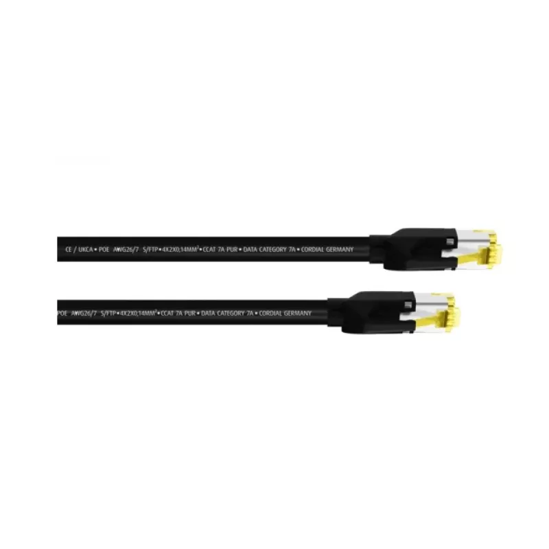 Cordial 15579 CAT 7a S/FTP tinklo kabelis, RJ45, 3 m, juodas, PUR apvalkalas