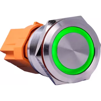 Joy-IT BUTTON22C-M-GR nefiksuojamas mygtukas, 250 V AC, 15 A, IP67, IK10, 22 mm, žalias