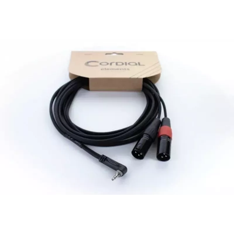 Cordial EY 1.5 WRMM XLR Y-adapterio kabelis 3,5 mm TRS į 2x XLR male 1,5 m juodas 14874