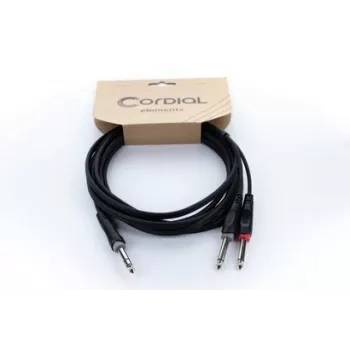 Cordial 14878 audio Y-adapterio kabelis 6,3 mm stereo jack į 2x 6,3 mm mono jack 3 m juodas