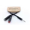 Cordial 14890 Audio Y-Adapter Cable 6.3mm Stereo Jack Plug to 2x 6.3mm Mono Jack Socket 0.30m Black PVC Twin Cable