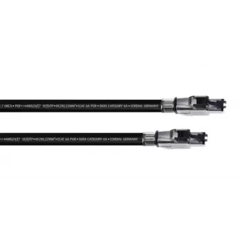 Cordial 15613 RJ45 tinklo kabelis, patch kabelis CAT 6a SF/UTP 10,00 m juodas PUR apvalkalu