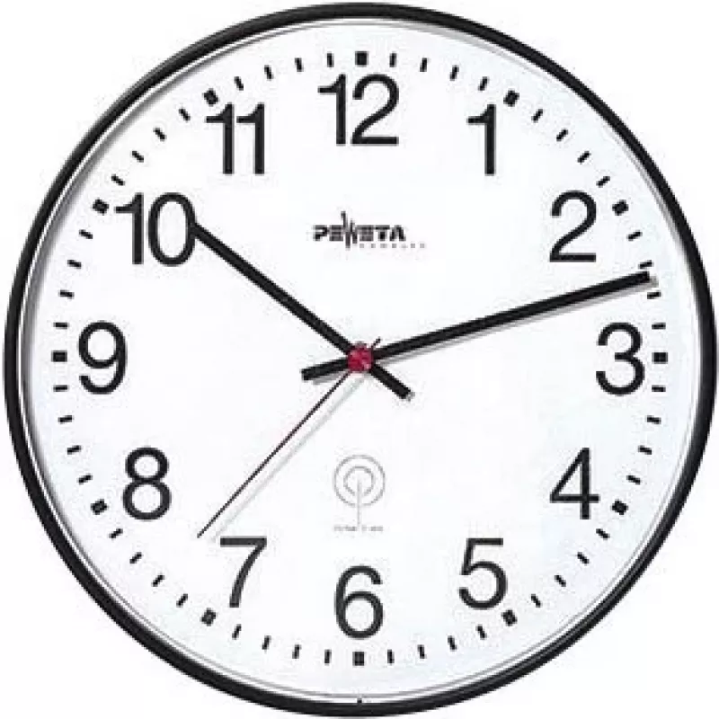 PEWETA Radiovaldomas sieninis laikrodis 30 cm juodas plastikinis su tyliuoju mechanizmu 51.130.312