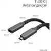 S CONN Flexline USB-C prailginimo kabelis, USB-C male to USB-C female, USB 3.2 Gen 2, 100W PD, 4K@60Hz, tekstilinis pintas, 1,5m, juodas FL31-74006