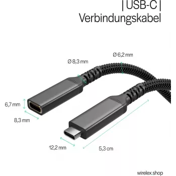 S CONN Flexline USB-C prailginimo kabelis, USB-C male to USB-C female, USB 3.2 Gen 2, 100W PD, 4K@60Hz, tekstilinis pintas, 1,5m, juodas FL31-74006