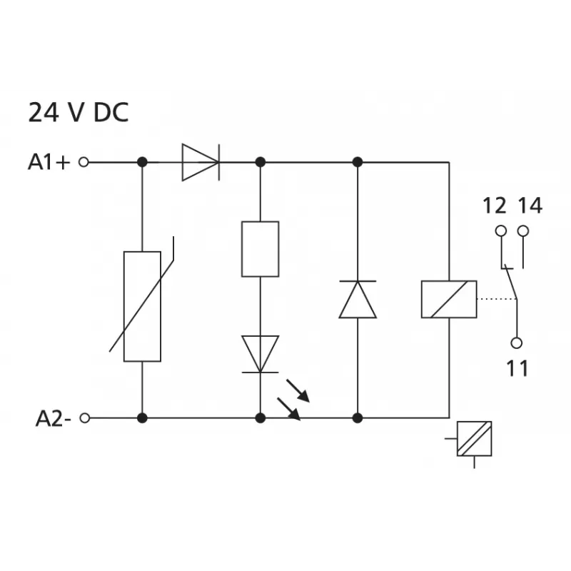 METZ CONNECT KRA-M6/21 sąsajos relės modulis 24V AC/DC, 1 CO kontaktas, 6A, baltas 11061525
