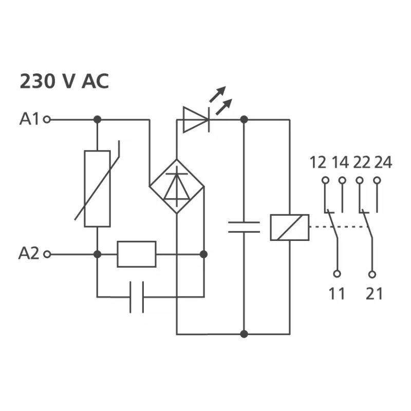 METZ CONNECT KRA-M8/21-21 galios relė, balta (11061905)