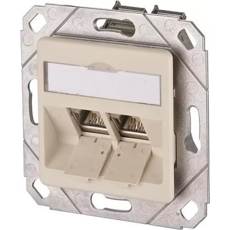 METZ CONNECT BTR E-DAT modul 8/8(8) UPk įleidžiama duomenų rozetė, 2x RJ-45, CAT 6e, ekranuota, perlamutrinė balta RAL 1013 1309121101-E