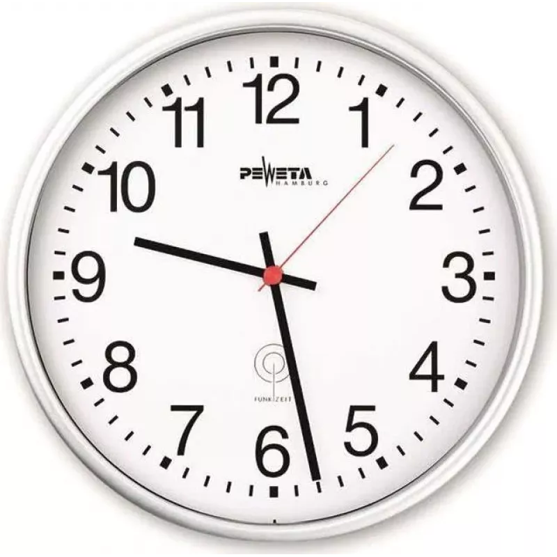 PEWETA radiovaldomas sieninis laikrodis, plastikinis, baltas, 30 cm (51.130.311)