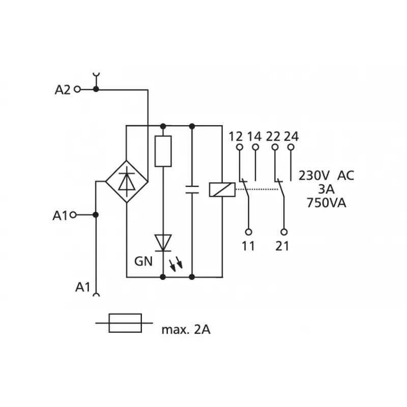 METZ CONNECT KRA-F10/21-21 2W 24 V AC/DC sujungimo relė (11070213)