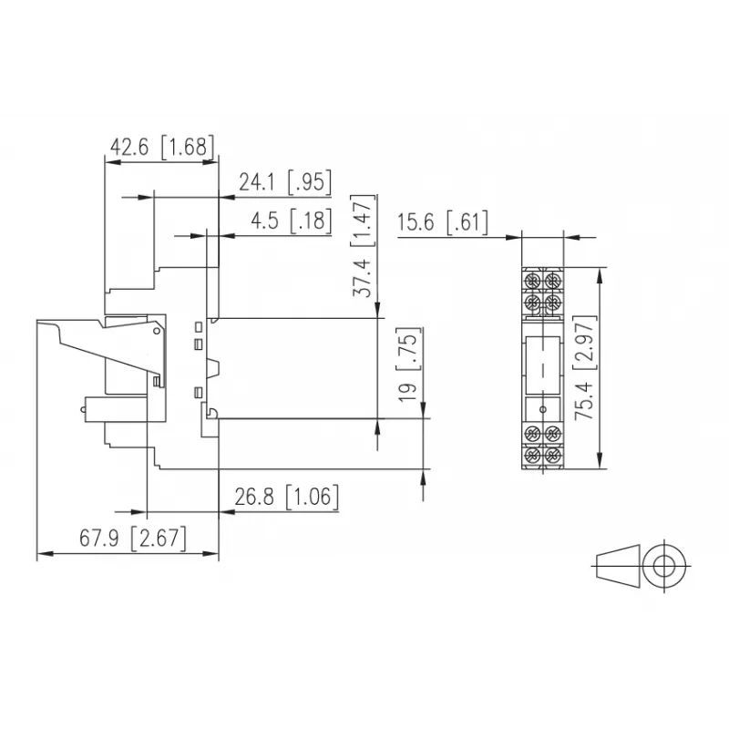 METZ CONNECT RM 21/21 230VAC sąsajos relės modulis su LED, 2 perjungimo kontaktai, DIN bėgelis 11050705