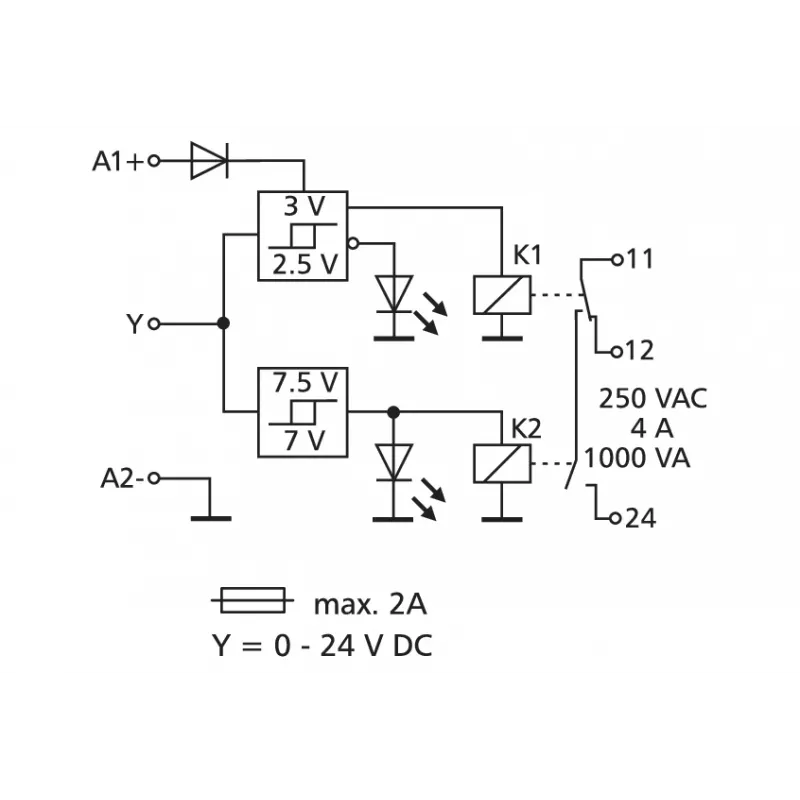 METZ CONNECT KRS-E08 3 24 V AC/DC sąsajos relės modulis, 1 perjungiamasis kontaktas, 8 A, DIN bėgiui 110673