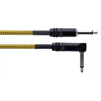 Cordial 14776 Instrumentinis kabelis 6,3 mm mono jack – 6,3 mm mono jack, 3 m, juodas/geltonas tekstilinis