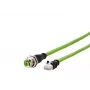 METZ CONNECT 142M4D25050 M12 pramoninis Ethernet tinklo kabelis, CAT 5e S/UTP, 5 m, žalias PUR apvalkalas, atsparus rūgštims/ozonui/UV, suderinamas su tempimo grandine
