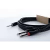 Cordial 14879 Audio Y-Adapter Cable 5m – 1x 6,3mm Stereo Jack to 2x 6,3mm Mono Jack, juodas PVC dvigubas kabelis