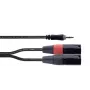 Cordial EY 1 WMM XLR Y-adapterio kabelis, 3,5 mm TRS į 2x XLR male, 1 m, OFC, spiralinis ekranavimas, juodas 14870
