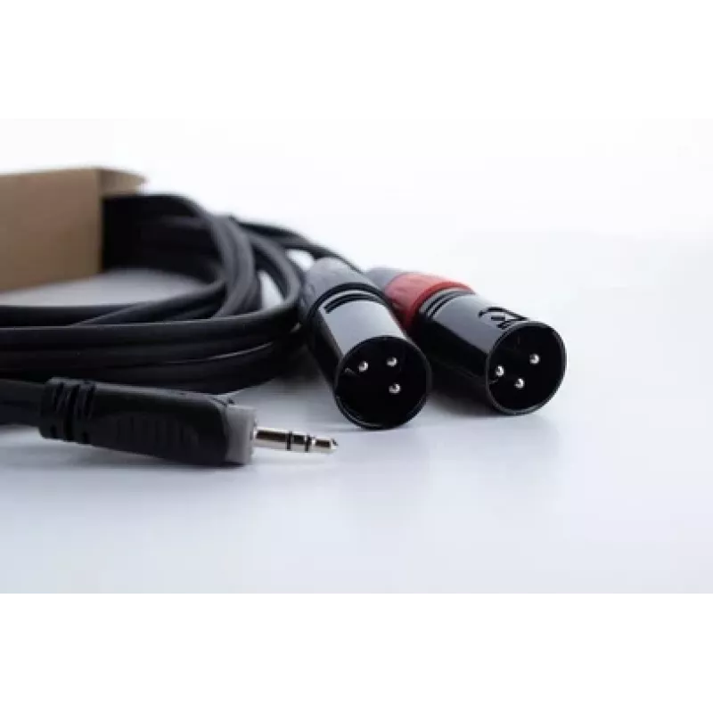 Cordial EY 1 WMM XLR Y-adapterio kabelis, 3,5 mm TRS į 2x XLR male, 1 m, OFC, spiralinis ekranavimas, juodas 14870