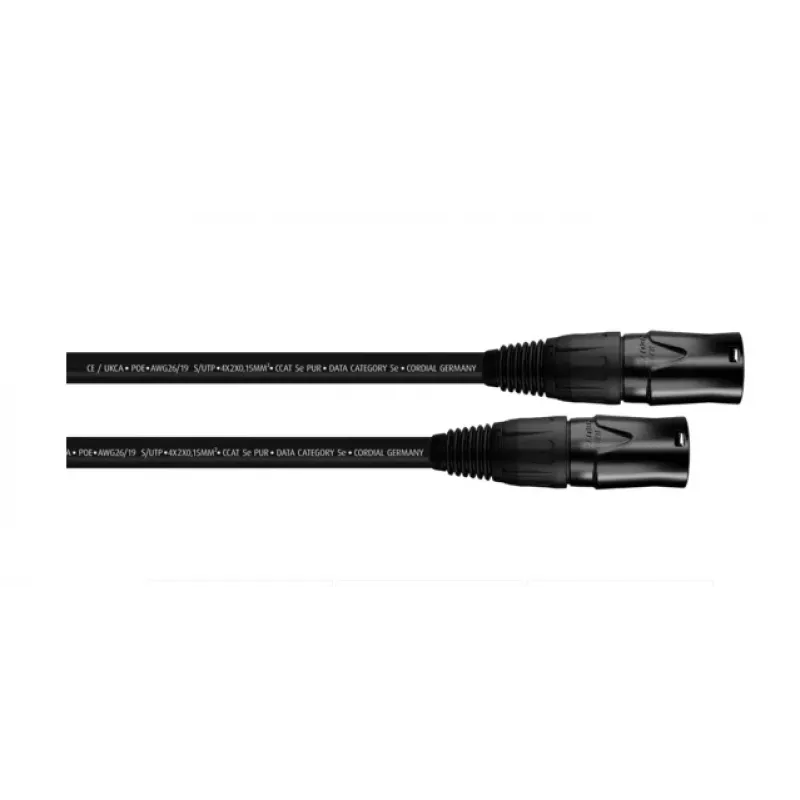 Cordial 15554 CAT 5e S/UTP tinklo kabelis, RJ45, 0,3 m, juodas, PUR apvalkalas