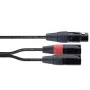 Cordial EY 0,3 m XLR Y-adapterio kabelis - 1x XLR lizdas į 2x XLR kištukus, juodas 14880