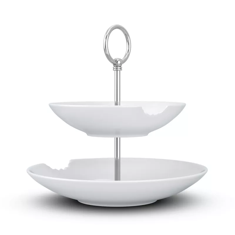 FIFTYEIGHT PRODUCTS BHS FIFTYEIGHT Food-Tempel 2 pakopų gili lėkštė su įkandimu (T023501) – 2 dalių porceliano dubenų rinkinys, 500 ml, baltas