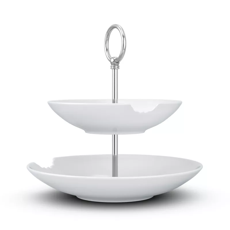 FIFTYEIGHT PRODUCTS BHS FIFTYEIGHT Food-Tempel 2 pakopų gili lėkštė su įkandimu (T023501) – 2 dalių porceliano dubenų rinkinys, 500 ml, baltas