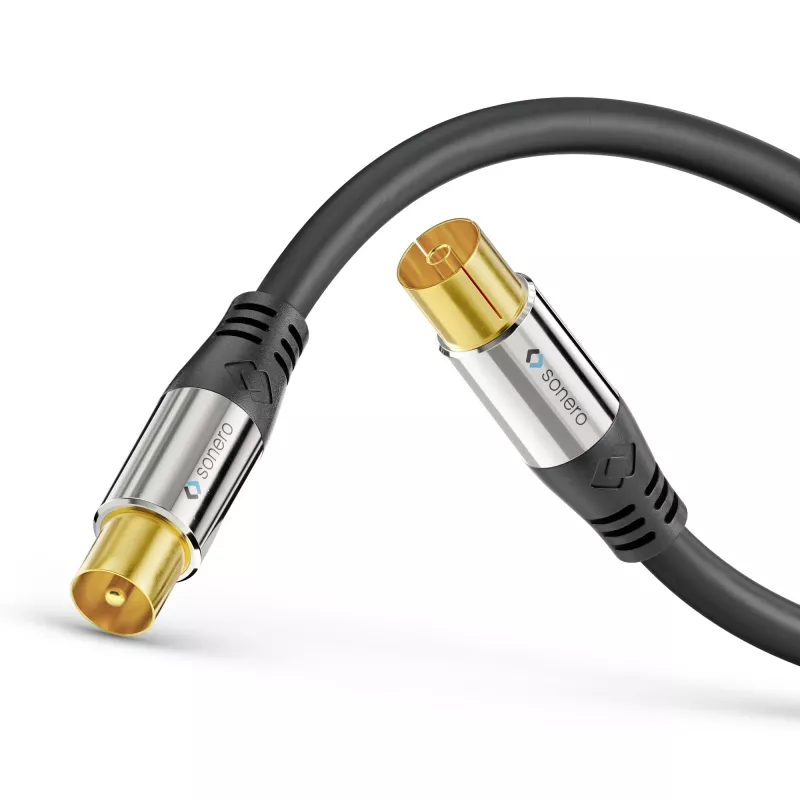 PURELINK Sonero antenos kabelis 2m S-AC000-020 Premium, koaksialinis vyriškas į moterišką, 75 Ohm, dvigubai ekranuotas, baltas